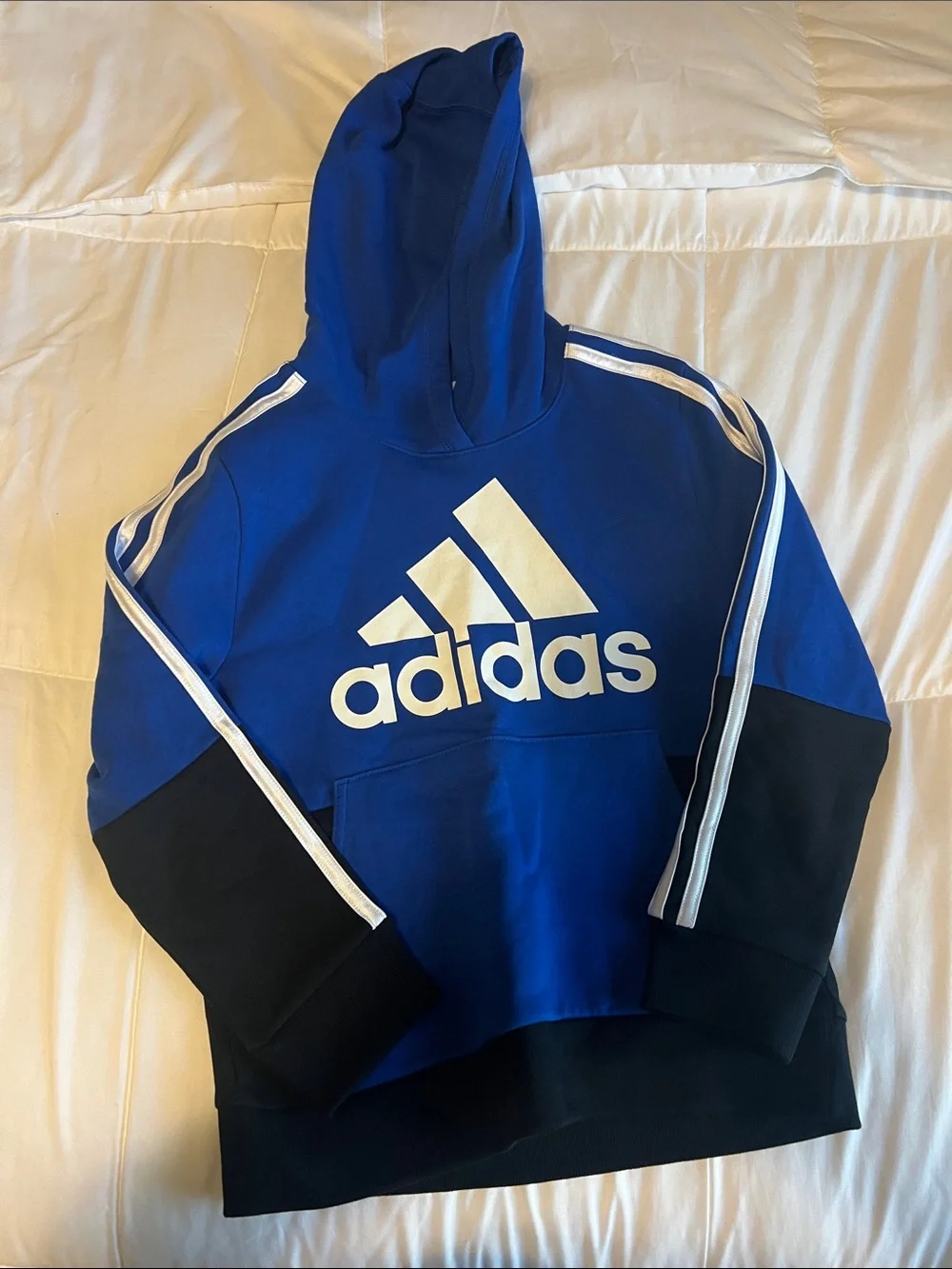 adidas Royal Blue & Black Logo Pullover Hoodie